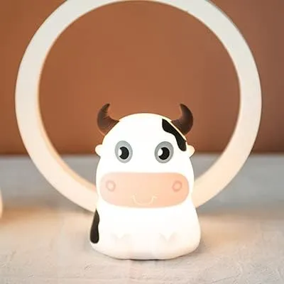 Dimanito Cute Kids Night Light Night Lamp Night Lights for Kids Bedroom Toddler Baby Portable Silicone Battery Led Nightlight Nursery(Pink Cow)

