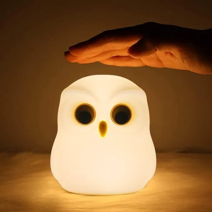 BFYCHYC Cute Owl Kids Night Light,USB Rechargeable Cute Animal Lamps,Creative Symphony Night Light Children Feeding Light at Night,Touch Control,Safe Silicone,ABS+PC Material Bedside Lamp（White）
