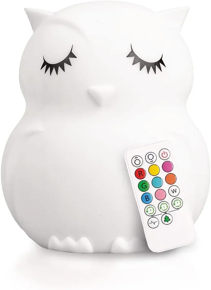 Lumipets Owl, Kids Night Light, Silicone Nursery Light for Baby and Toddler, Squishy Night Light for Kids Room, Animal Night Lights for Girls and Boys, Kawaii Lamp, Cute Lamps for Bedroom
