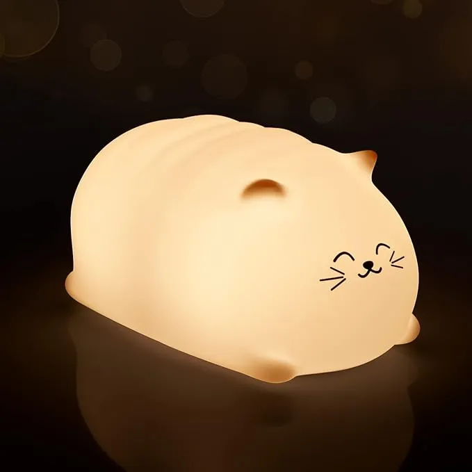 GoLine Cute Squishy Cat Lamp Christmas Birthday Gifts for Girls, Cute Night Lights for Women Mother Nursing Baby, Cute Kitty Toy Silicone Nightlights for Children Toddler
