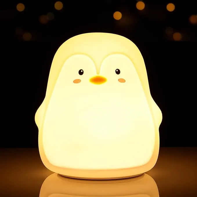 LOVERUIS Cute Penguin Night Light - Animal Lamp Penguin Lamp Silicone Night Light Nightlight for Kids Boy Girls Teenage Birthday Gifts with 7 Breathing Colors (Penguin)
