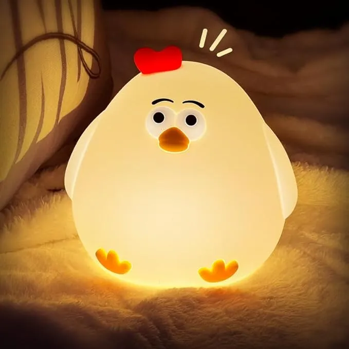 LOHAS Cute Chick Night Lights for Kids, Kawaii Silicone Night Light, Adjustable Brightness and Rechargeable, Warm White Lamp for Teens, Nursery, Bedroom Decor
