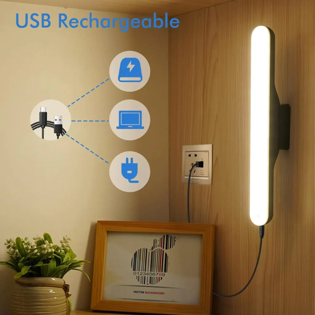 Semlos Battery LED Strip, Adjustable Dimmable Brightness Magnetic USB Light, Wireless Cabinet Lights, Black, Rechargeable Wall Lights for Cabinet, Bedside,...
