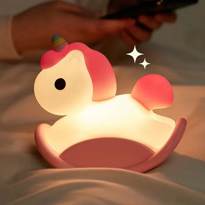 kathluce Unicorns Night Light for Kids, Cute Night Lights for Girls Pink Room Decor, Silicone Kids Night Lights Rechargeable, 30mins Timing Baby Night Lamp for Nursery Kawaii Cute Bedroom Decor

