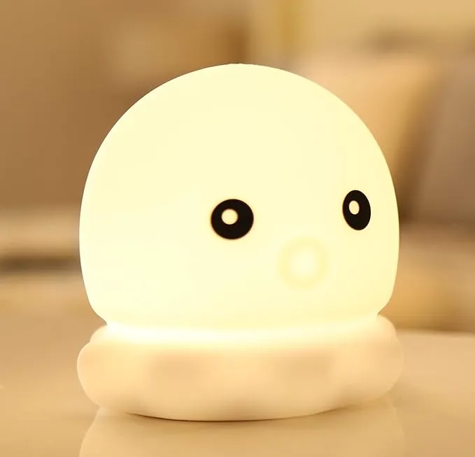 Dimanito Cute Kids Night Light Night Lamp Night Lights for Kids Bedroom Toddler Baby Portable Silicone Battery Led Nightlight Nursery(Cute Octopus)
