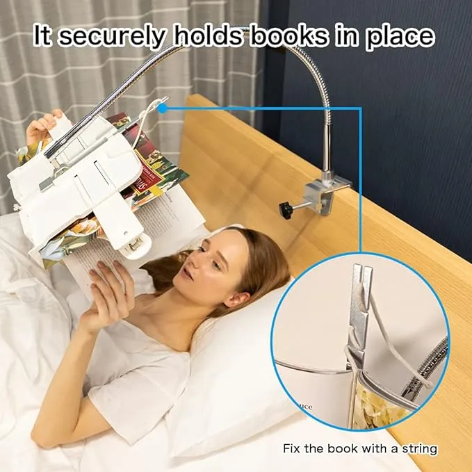 Elevate your reading experience with the Rounds book holder arm, perfect for comfortable reading while lying in bed. (Only light paperbacks)