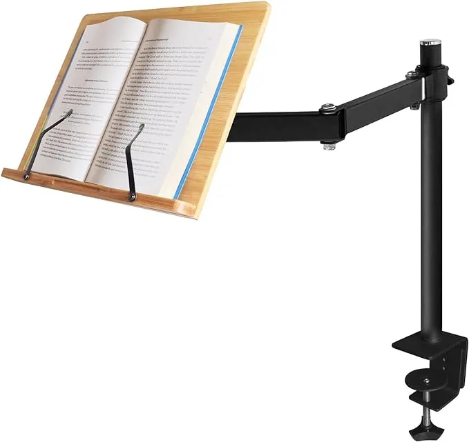 Experience comfortable and hands-free reading with the Wishacc Arm Book Holder, featuring an adjustable and sturdy design perfect for use in bed or on a desk.