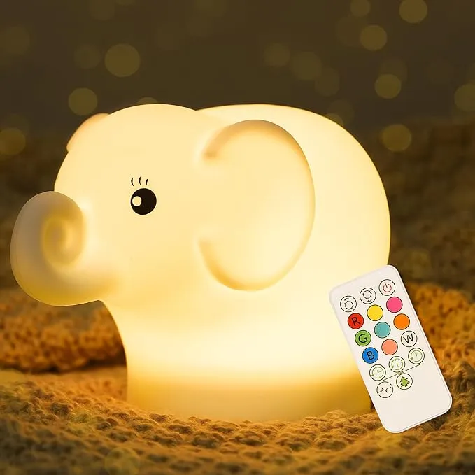 Elephant Gifts Night Light Kids, LED Light Up Nightlight for Children with Timer 9 Colors Toddler Light Portable Rechargeable Bedside Lamp for Nursery Baby Breastfeeding Teen Girl Boy Gifts Room Decor
