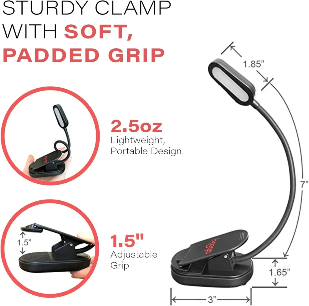 Amber clip-on reading light by Hooga