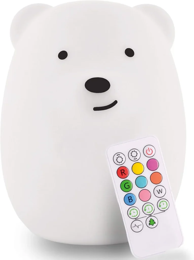 Lumipets Silicone Night Light for Kids, Bear - 9 Soft Colors, Remote Sleep Timer - Rechargeable, Battery-Operated Light for Toddler, Baby, Girls, Boys -...
