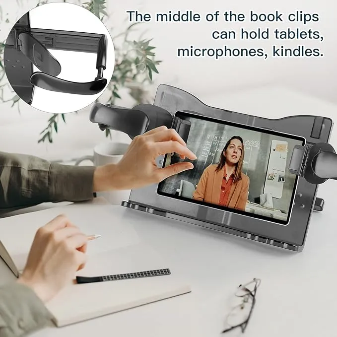 The ZZWS Adjustable Book Holder with Light is a hands-free book stand for reading in bed, especially in low-light conditions.