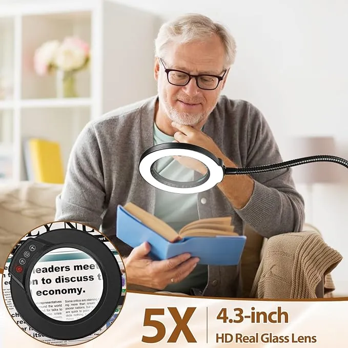 Krstlv 24" Flexible Gooseneck Magnifying Floor Lamp: