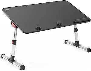 SAIJI Laptop Bed Tray Table, Adjustable Home Office Standing Desk Portable Lightweight Foldable Lap Desk for Sofa Couch Floor Working Studying Reading Writing Eating,Fit Up to 17" Laptop(Large，Black)

