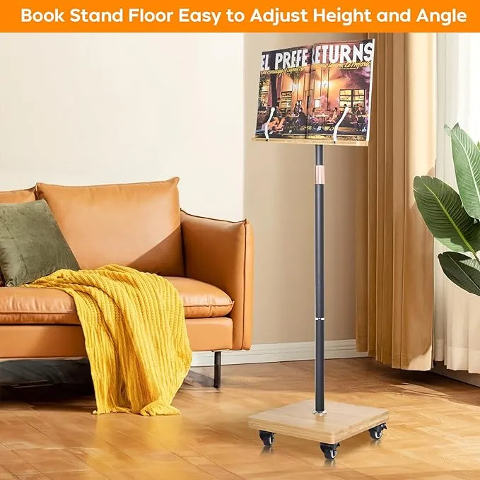  Elegant and modern, Adjustable floor stand that holds tablets, e-readers, and real books - All in one 