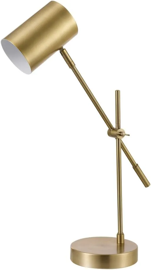 Globe Electric 52098 Pratt 20" Desk/Table Lamp, Matte Brass Finish, Adjustable Height, Balance Arm, in-Line Rocker On/Off Switch
