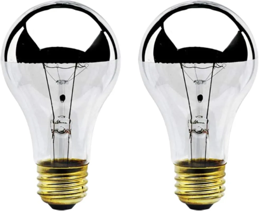 GoodBulb 60 Watt Incandescent Half Chrome Bulb A19 Shape, E26 Medium Base, 120 Volt, 2700K Warm White Light (Pack of 2 Bulbs)
