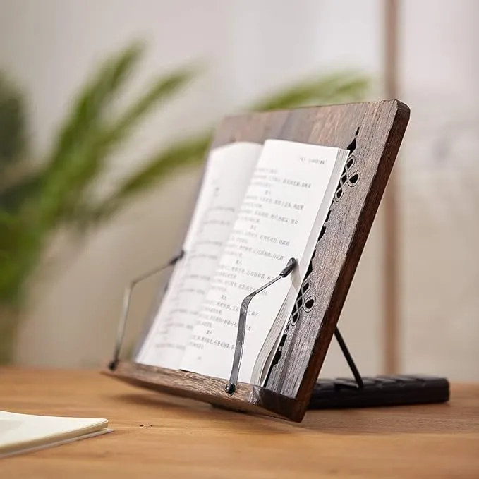 1. SINOBEST Bamboo Book Rest Sleek Design with Adjustable Angle