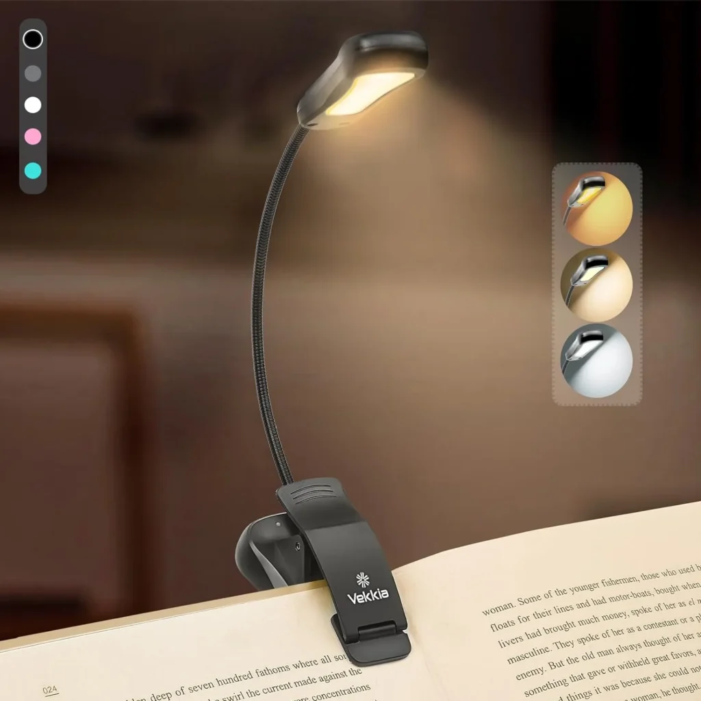 Vekkia/LuminoLite Rechargeable Book Light, Reading Lights for Books in Bed, 3 Colortemperature × 3 Brightness, Clip on Book, Up to 70 Hours Lighting, Great...
