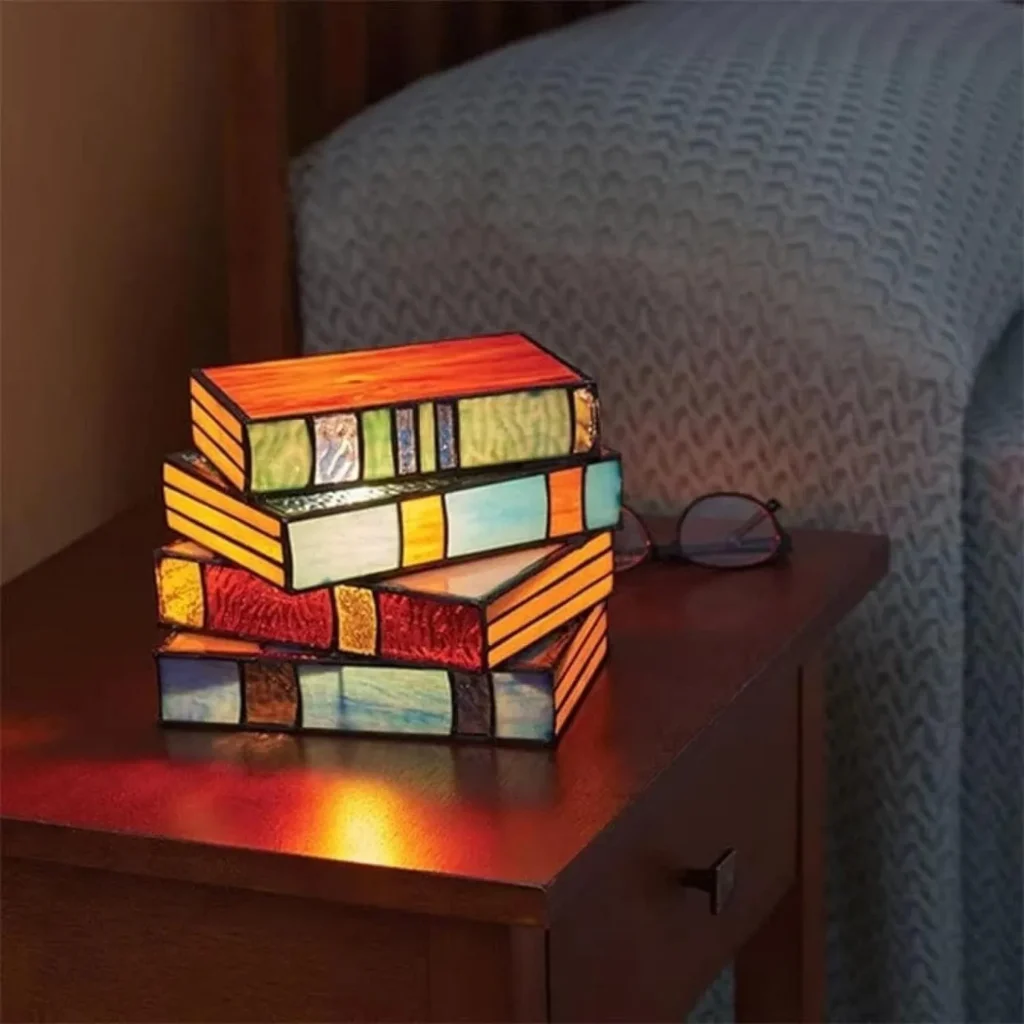 Book stacked table lamp:
