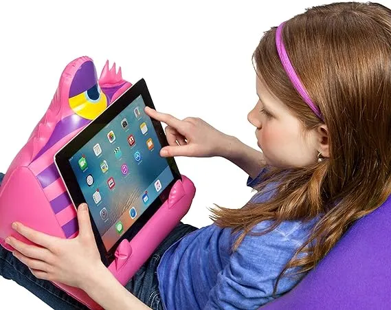 Inflatable book and tablet holder pillow for kids, girls and boys